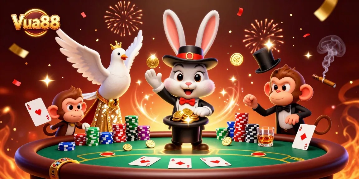 Engage with Vua88 as a 3D magician rabbit dazzles you with riches and poker thrills.