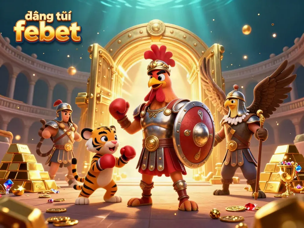Experience the thrill of đăng ký febet with this vivid 3D illustration showcasing a lively gambling scene.