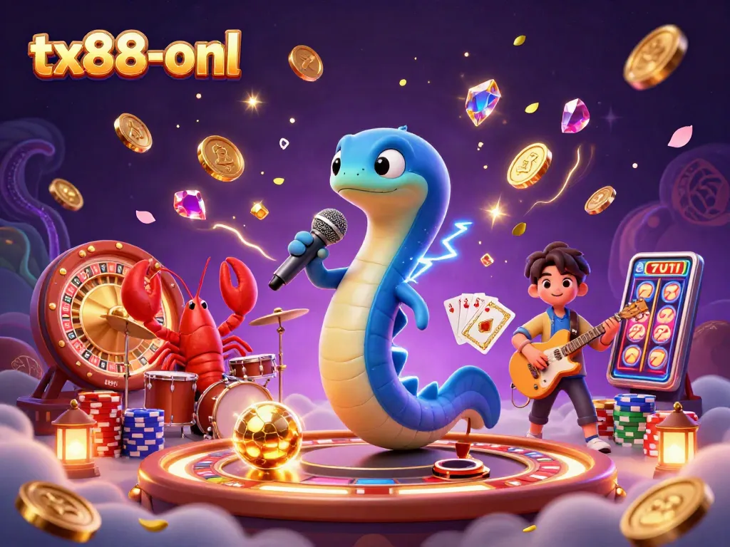 Experience the energy of tx88-onl with a vibrant underwater casino scene featuring a DJ eel.