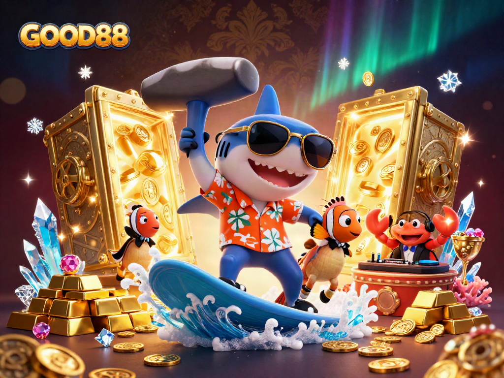 Engage in BIG WINS with GOOD88's vibrant casino adventure featuring thrilling characters and treasures.