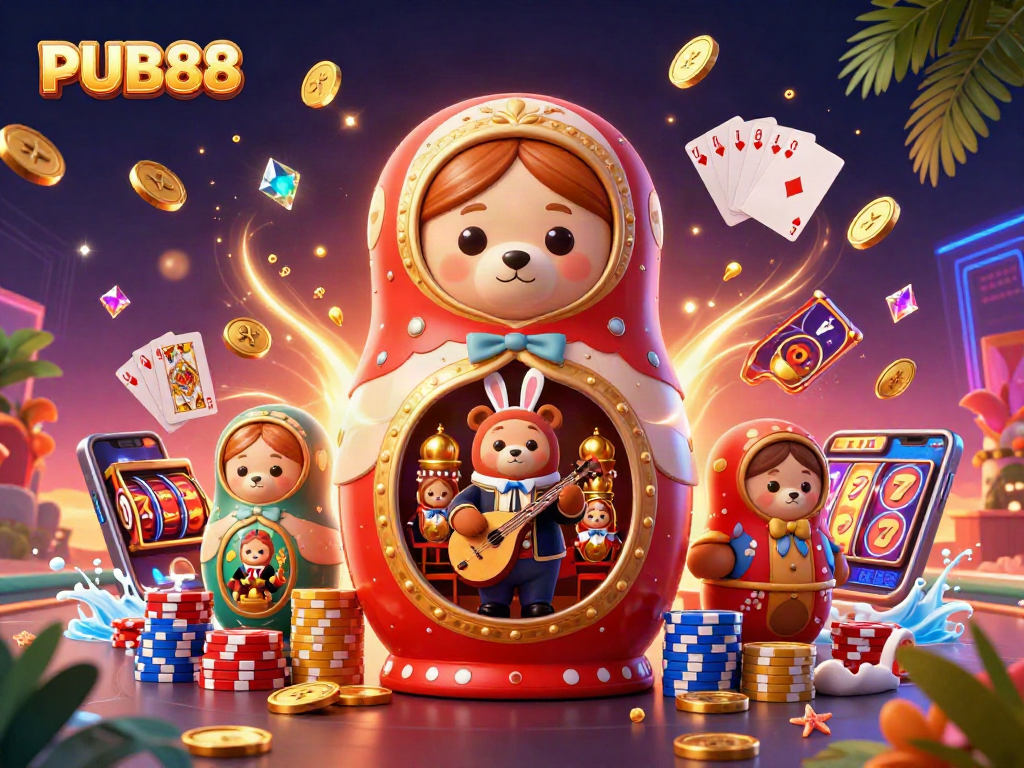 Experience PUB88's captivating slots with vibrant characters and dynamic gaming elements.