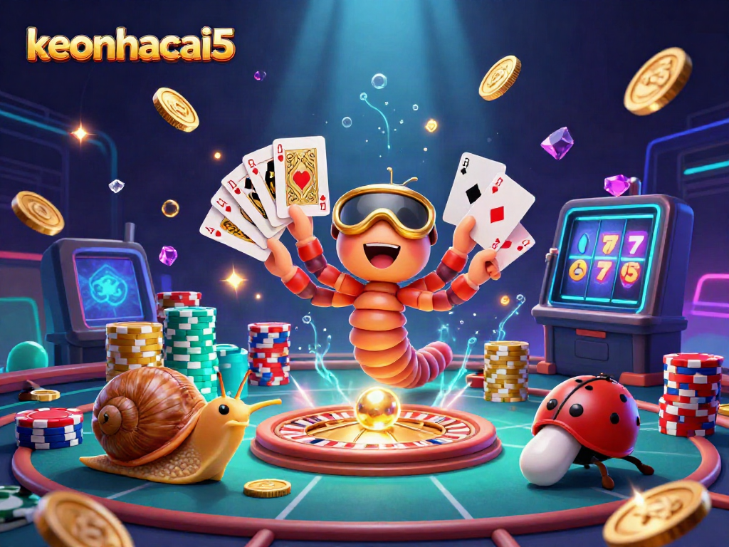 Experience sports betting excitement with keonhacai5 featuring vibrant characters and casino elements.