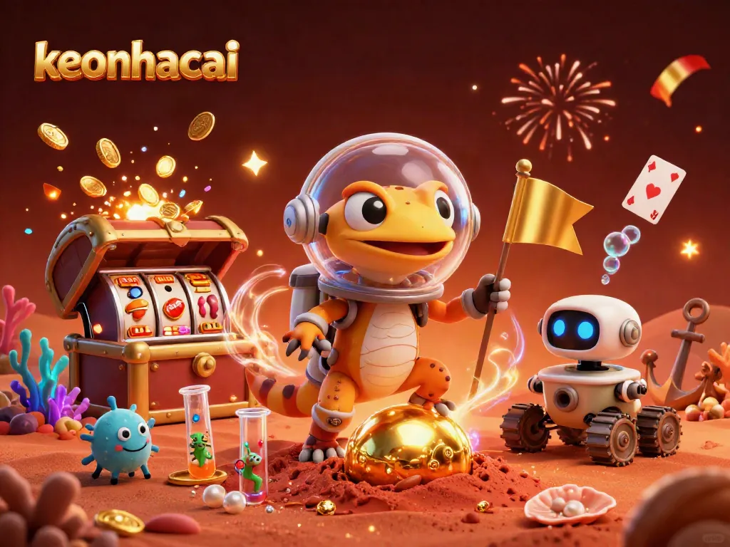 Engage with keonhacai as a Martian gecko unearths a glorious casino amidst Martian sands.