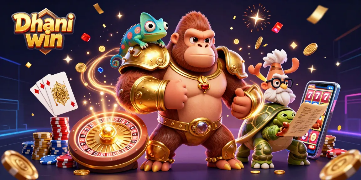 Experience thrilling gameplay with Dhani win, featuring diverse casino elements and vibrant characters.