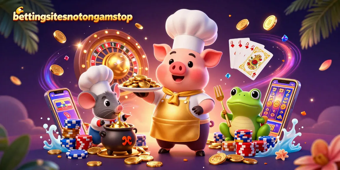 Experience the excitement of bettingsitesnotongamstop with gold coins and vibrant gaming elements.
