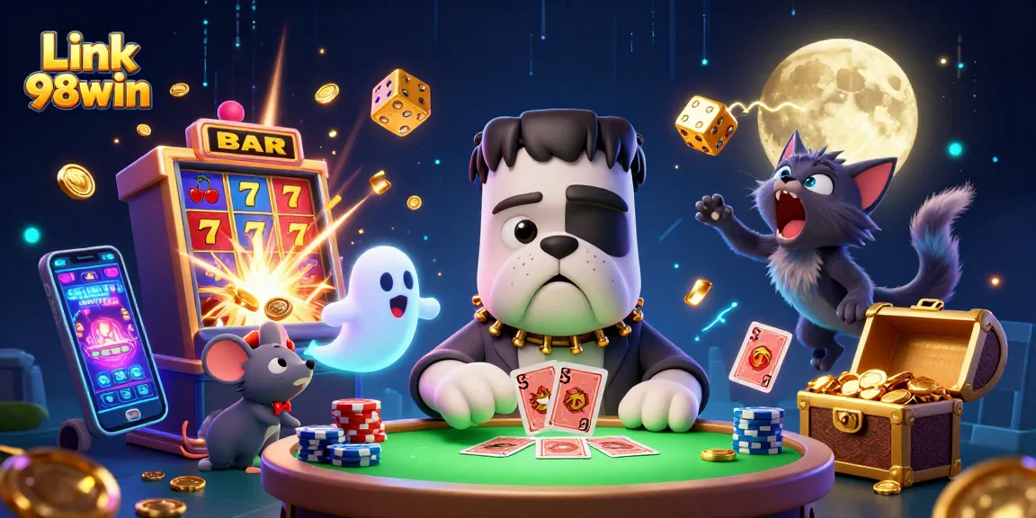 Engage with exhilarating casino games at Link 98win, featuring vibrant characters and dynamic game elements.