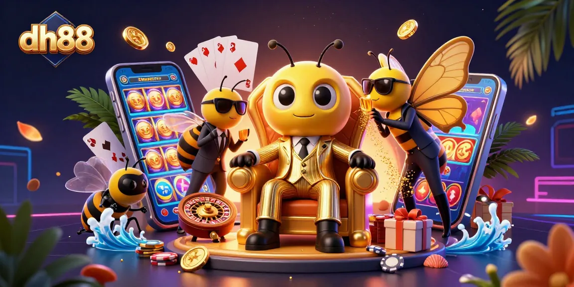 Spin exciting games at dh88 with a vibrant 3D casino scene featuring a bumblebee mob boss.