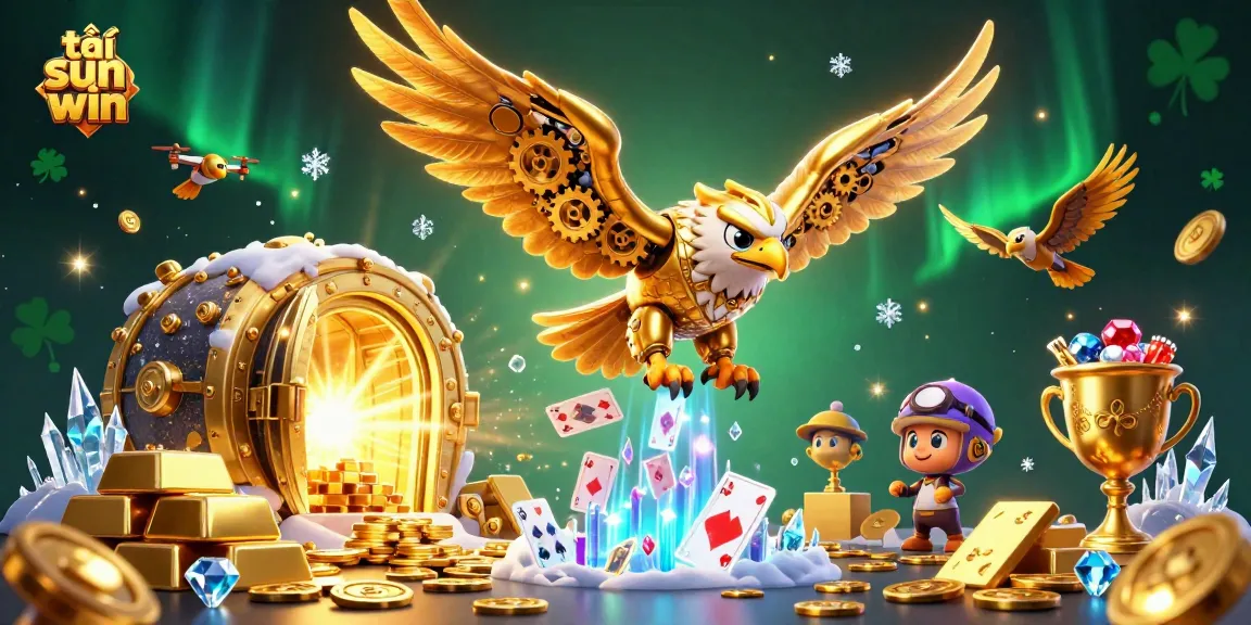 Experience the excitement as you tải sun win, diving into a world of holographic games with a stunning golden eagle.