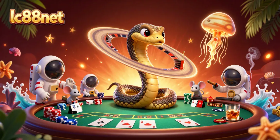 Experience exciting bets at lc88net with a cosmic twist as astronaut mice gamble around a roulette wheel.