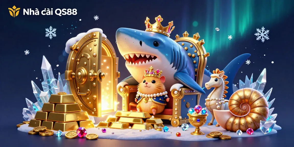 Engage with Nhà cái QS88 by winning big with the fierce hamster king in a treasure-filled casino themed scene.